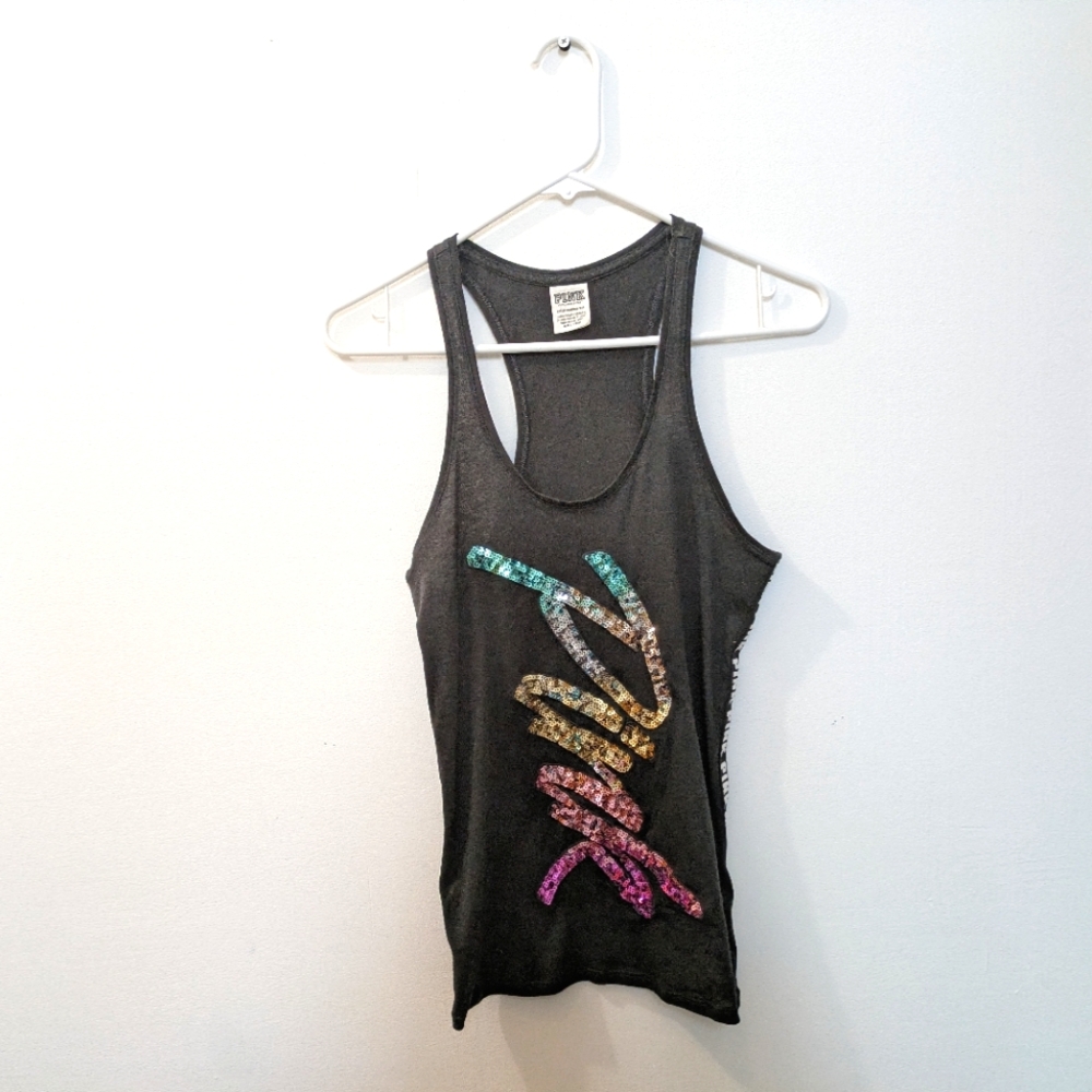 PINK VS OMBRÉ RAINBOW BLING TANK, Womens Xtra Small